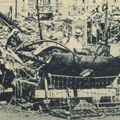 Postcard: The burnt out remains of a tram in Tokyo