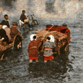 Postcard: A downpour floods Fukagawa in late September, 1923