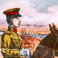 Lithograph print: The inspection tour of Tokyo conducted by Crown Prince Hirohito on 15 September, 1923