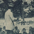 Postcard: An outdoor classroom used in the aftermath of the disaster