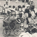 Postcard: Refugees in front of Numazu train station, Shizuoka Prefecture