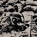 Postcard: Dead bodies at the site of the Honjo Clothing Depot.