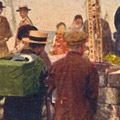 Postcard: People paying respect at a makeshift crematorium at the site of the Honjo Clothing Depot
