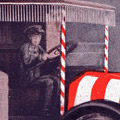 Postcard: Vehicle decorated for the imperial capital reconstruction festivites